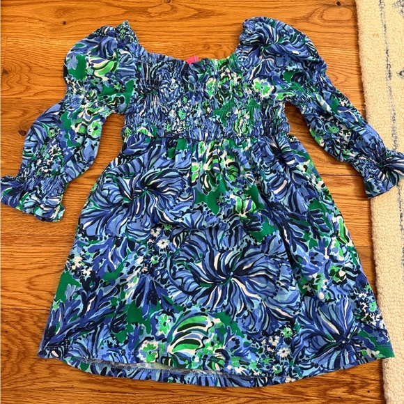 Lilly Pulitzer Mini Beyonca BabyDoll Dress Abaco Blue in Turtle Awe Size S Girl - Picture 9 of 11